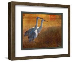 Walking Cranes-Chris Vest-Framed Art Print