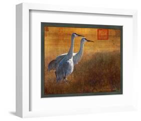 Walking Cranes-Chris Vest-Framed Art Print