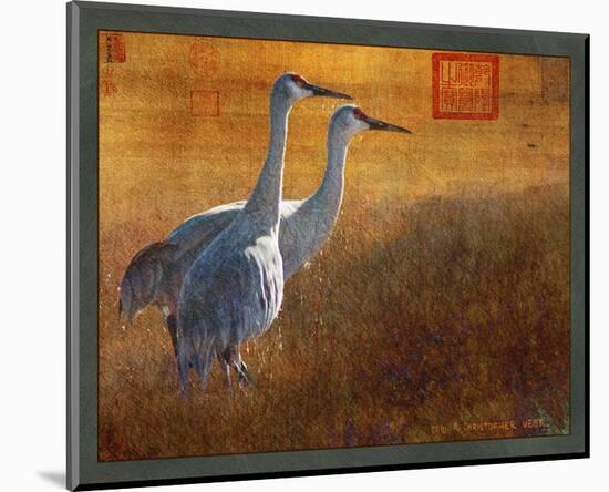 Walking Cranes-Chris Vest-Mounted Art Print