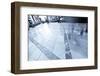 Walking Crowd on the Square, Blue Toned-Jose AS Reyes-Framed Photographic Print