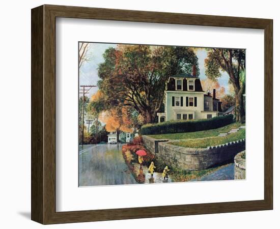 "Walking Home in the Rain," October 20, 1962-John Clymer-Framed Giclee Print