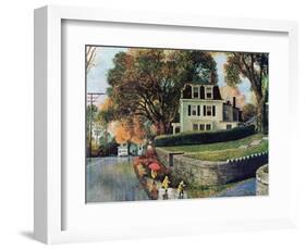 "Walking Home in the Rain," October 20, 1962-John Clymer-Framed Giclee Print