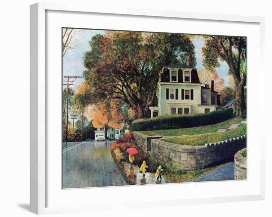 "Walking Home in the Rain," October 20, 1962-John Clymer-Framed Giclee Print