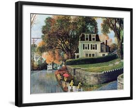 "Walking Home in the Rain," October 20, 1962-John Clymer-Framed Giclee Print