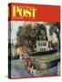 "Walking Home in the Rain," Saturday Evening Post Cover, October 20, 1962-John Clymer-Stretched Canvas