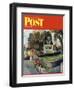 "Walking Home in the Rain," Saturday Evening Post Cover, October 20, 1962-John Clymer-Framed Giclee Print