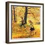 "Walking Home Through Leaves", October 7, 1950-John Clymer-Framed Premium Giclee Print