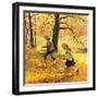 "Walking Home Through Leaves", October 7, 1950-John Clymer-Framed Premium Giclee Print