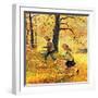 "Walking Home Through Leaves", October 7, 1950-John Clymer-Framed Premium Giclee Print