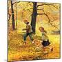 "Walking Home Through Leaves", October 7, 1950-John Clymer-Mounted Premium Giclee Print