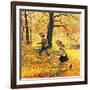 "Walking Home Through Leaves", October 7, 1950-John Clymer-Framed Giclee Print