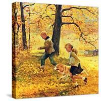 "Walking Home Through Leaves", October 7, 1950-John Clymer-Stretched Canvas