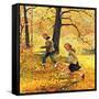 "Walking Home Through Leaves", October 7, 1950-John Clymer-Framed Stretched Canvas