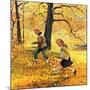 "Walking Home Through Leaves", October 7, 1950-John Clymer-Mounted Giclee Print