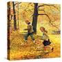 "Walking Home Through Leaves", October 7, 1950-John Clymer-Stretched Canvas