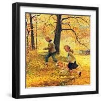 "Walking Home Through Leaves", October 7, 1950-John Clymer-Framed Giclee Print