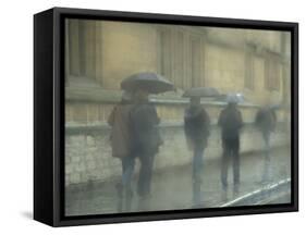 Walking in the rain, Oxford University, England-Alan Klehr-Framed Stretched Canvas