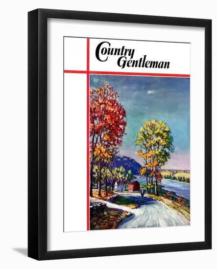 "Walking on Country Road," Country Gentleman Cover, October 1, 1939-Walter Baum-Framed Giclee Print