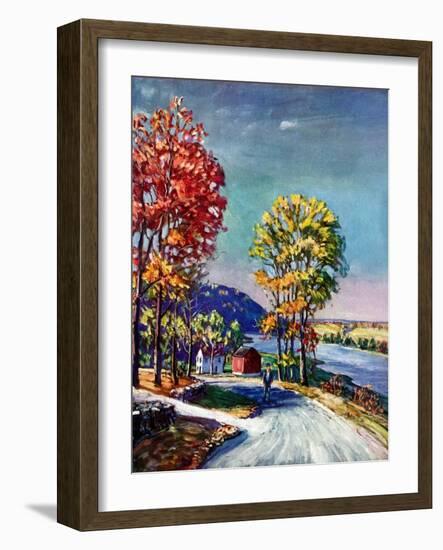 "Walking on Country Road,"October 1, 1939-Walter Baum-Framed Giclee Print