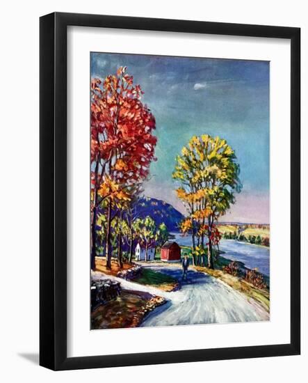 "Walking on Country Road,"October 1, 1939-Walter Baum-Framed Giclee Print