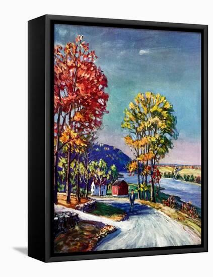"Walking on Country Road,"October 1, 1939-Walter Baum-Framed Stretched Canvas