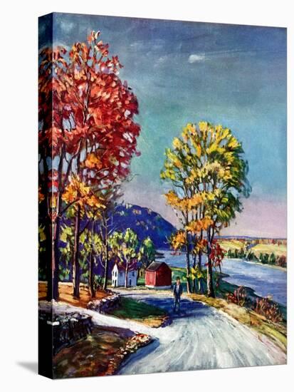 "Walking on Country Road,"October 1, 1939-Walter Baum-Stretched Canvas