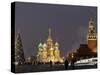 Walking Past a Huge Christmas Tree in Red Square in Moscow-null-Stretched Canvas