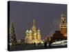 Walking Past a Huge Christmas Tree in Red Square in Moscow-null-Stretched Canvas