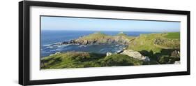 Walking the Coastal Footpath Near the Rumps in Spring Sunshine, Pentire Headland, Cornwall, England-Peter Barritt-Framed Premium Photographic Print