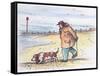 Walking the Dog - 02 (Pen and Watercolour)-Margaret Loxton-Framed Stretched Canvas