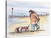 Walking the Dog - 02 (Pen and Watercolour)-Margaret Loxton-Stretched Canvas