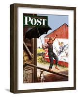 "Walking the Tightrope," Saturday Evening Post Cover, June 11, 1949-Stevan Dohanos-Framed Giclee Print