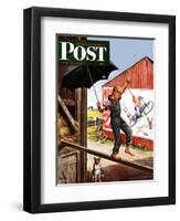 "Walking the Tightrope," Saturday Evening Post Cover, June 11, 1949-Stevan Dohanos-Framed Premium Giclee Print