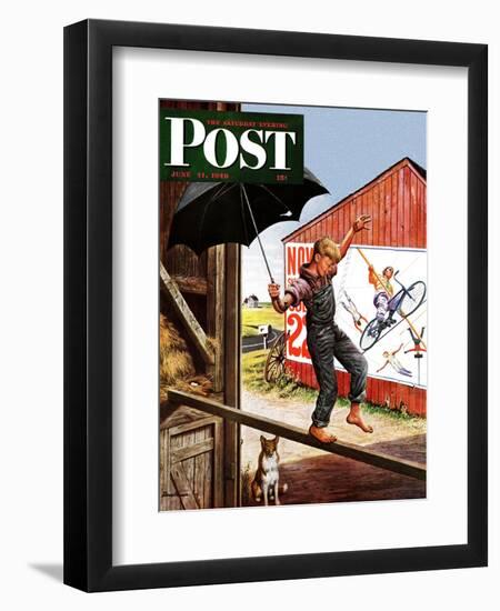 "Walking the Tightrope," Saturday Evening Post Cover, June 11, 1949-Stevan Dohanos-Framed Premium Giclee Print