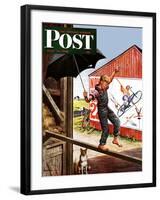 "Walking the Tightrope," Saturday Evening Post Cover, June 11, 1949-Stevan Dohanos-Framed Giclee Print
