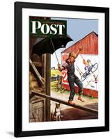 "Walking the Tightrope," Saturday Evening Post Cover, June 11, 1949-Stevan Dohanos-Framed Giclee Print