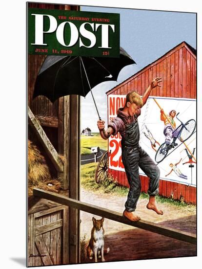 "Walking the Tightrope," Saturday Evening Post Cover, June 11, 1949-Stevan Dohanos-Mounted Giclee Print