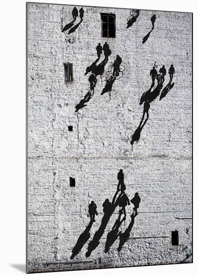 Walking The Wall-null-Mounted Art Print