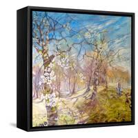 Walking Through The Blossom-Mary Smith-Framed Stretched Canvas