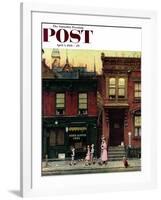 "Walking to Church" Saturday Evening Post Cover, April 4,1953-Norman Rockwell-Framed Giclee Print