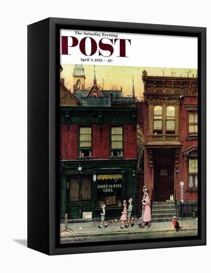 "Walking to Church" Saturday Evening Post Cover, April 4,1953-Norman Rockwell-Framed Stretched Canvas