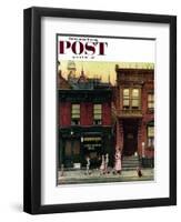 "Walking to Church" Saturday Evening Post Cover, April 4,1953-Norman Rockwell-Framed Giclee Print