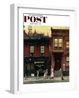 "Walking to Church" Saturday Evening Post Cover, April 4,1953-Norman Rockwell-Framed Giclee Print