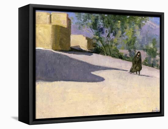 Walking to Work, Yazd-Bob Brown-Framed Stretched Canvas