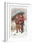 Walking under Umbrella in Snow Storm, Christmas Card-null-Framed Giclee Print