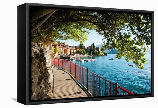 Walkway Along the Shore of a Lake, Varenna, Lake Como, Lombardy, Italy-null-Framed Stretched Canvas