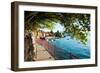 Walkway Along the Shore of a Lake, Varenna, Lake Como, Lombardy, Italy-null-Framed Premium Photographic Print