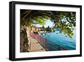 Walkway Along the Shore of a Lake, Varenna, Lake Como, Lombardy, Italy-null-Framed Photographic Print