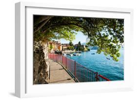 Walkway Along the Shore of a Lake, Varenna, Lake Como, Lombardy, Italy-null-Framed Photographic Print