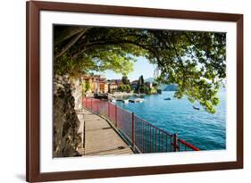 Walkway Along the Shore of a Lake, Varenna, Lake Como, Lombardy, Italy-null-Framed Photographic Print